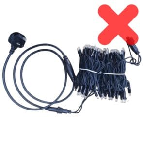 240v Fairy Lights - Identified by thick wires and direct connection to a simple/regular plug.