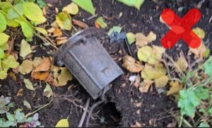 Light and (only) water-resistant junction box sitting in soil