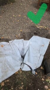 Hole lined (bottom and sides) with terram membrane