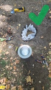 Free draining area correctly installed under light